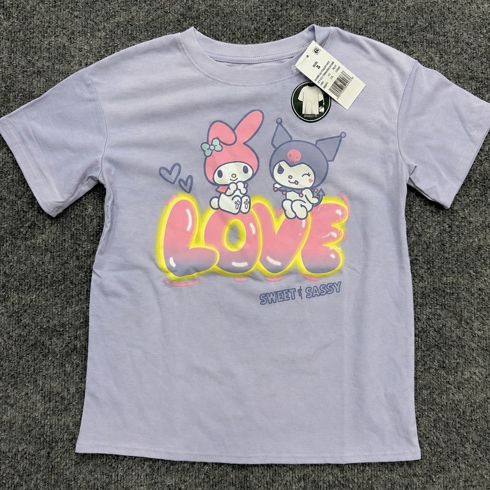 Sanrio T-Shirt‎ Kids Small Purple My Melody Kuromi Graphic Tee Kawaii NWT READ